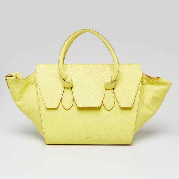 Celine Yellow Grained Leather Mini Tie Tote Bag - Picture 1 of 11
